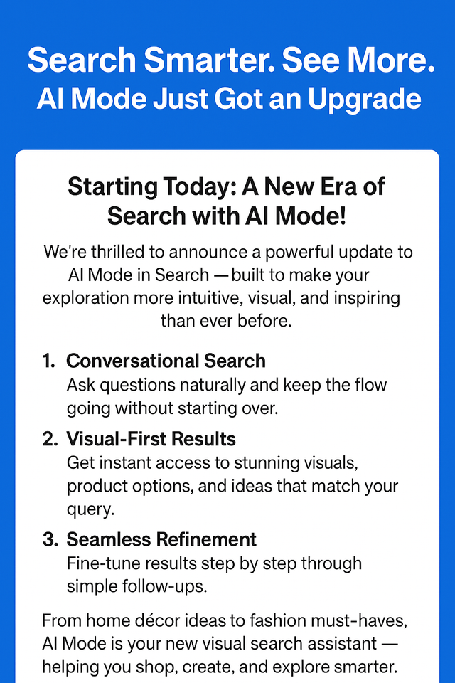 “Introducing the Next Generation of AI Mode Smarter, Faster, More Visual”  WORLD OF XPILAR community  Date [30-09-25].png